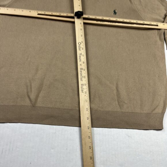 Polo Ralph Lauren Tan Cotton V-Neck Pullover Sweater XXL Preppy Classic Knit - Picture 7 of 10